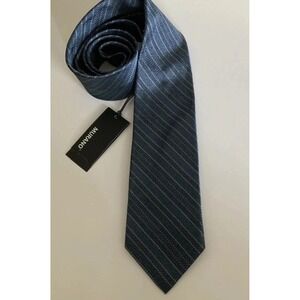 New Murano Blue Diagonal Stripe Silk neck Tie, Classy Professional
